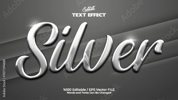 Fototapeta Editable Silver Text Effect