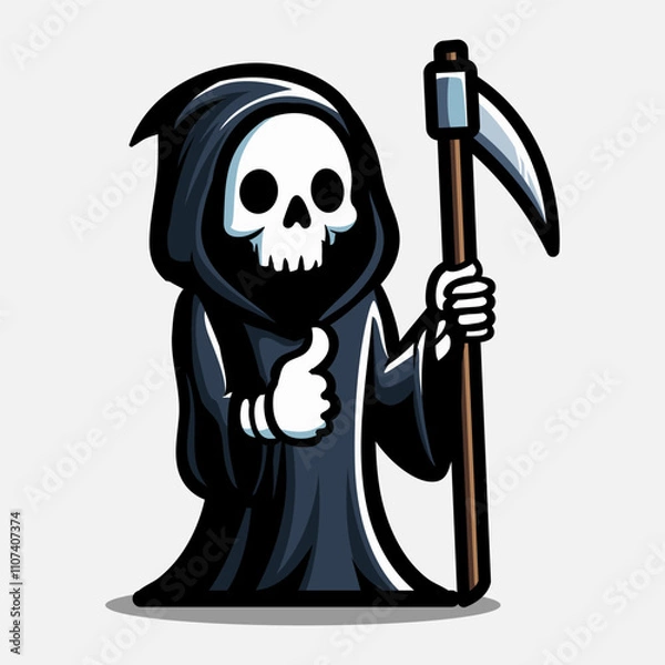 Fototapeta Set of cute grim reaper illustration. Element for halloween design. Spooky and horror. Vector Eps 10