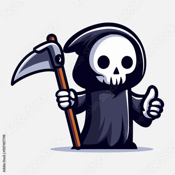 Fototapeta Set of cute grim reaper illustration. Element for halloween design. Spooky and horror. Vector Eps 10