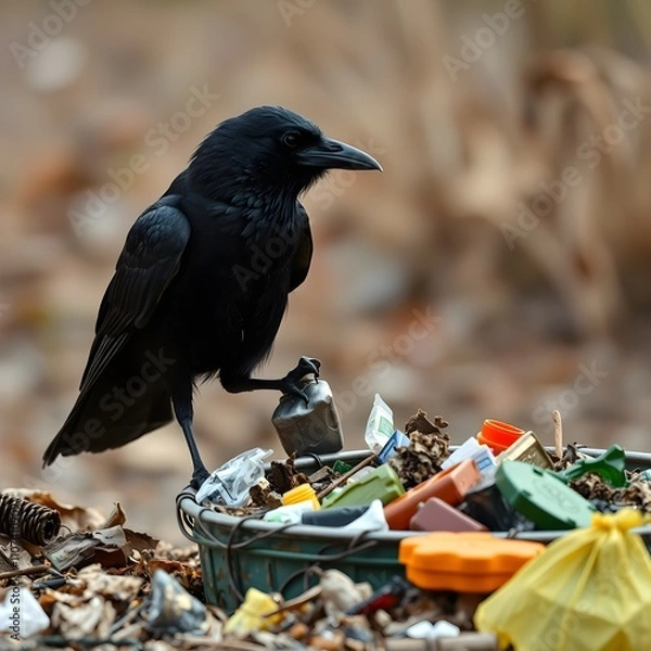 Obraz Crow picking through the trash