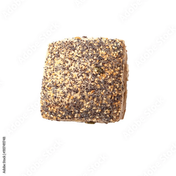 Obraz Mixed seed bread roll isolated on transparent background