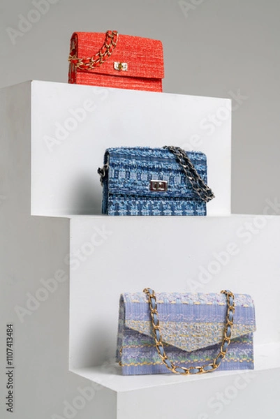 Fototapeta three purses isolated on white background