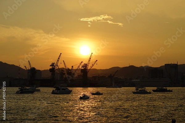 Obraz 神戸港の夕暮れ