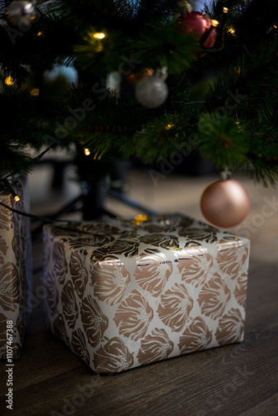 Obraz Geschenk unterm Weihnachtsbaum