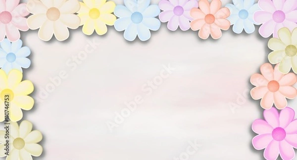 Obraz Floral wish background with colored flowers and place for text