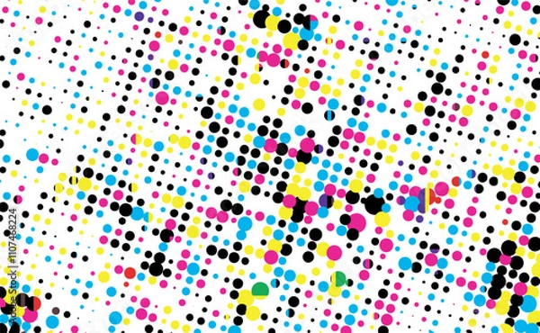 Obraz abstract colorful background with circles, abstract background with halftone cmyk dote pattern set, seamless pattern with dots, a colorful pattern of dots on a white background