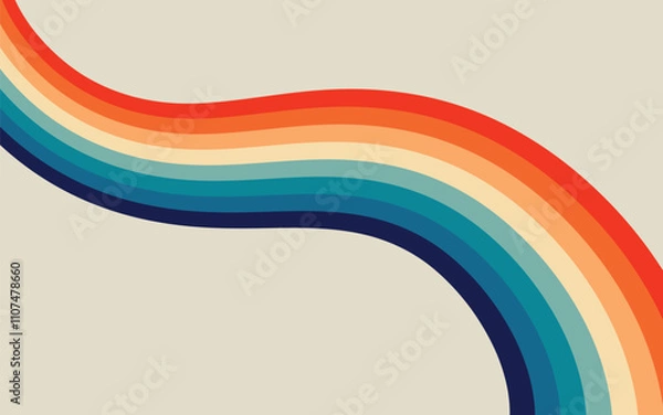 Fototapeta Groovy retro pattern Vintage grunge colorful stripes vector background	