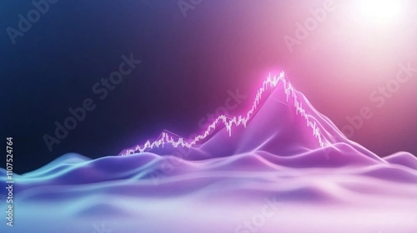 Fototapeta Digital Financial Market Trends Represented by Abstract Graphical Elements