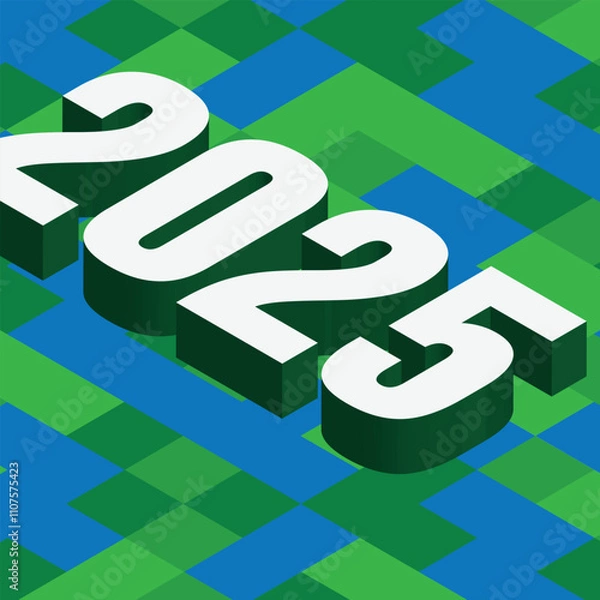Obraz Logo design concept 2025 geometric flat poster game, vector illustration