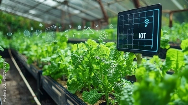 Fototapeta Automated IoT powered Greenhouse Irrigation System Optimizing Water and Fertilizer Levels