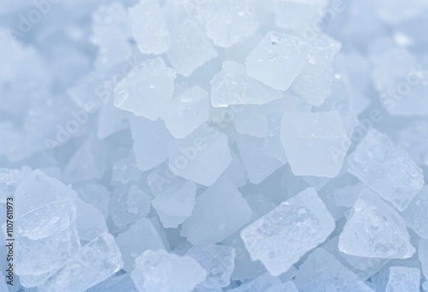 Fototapeta Close up shot of crushed ice forming a frosty pile with water dr