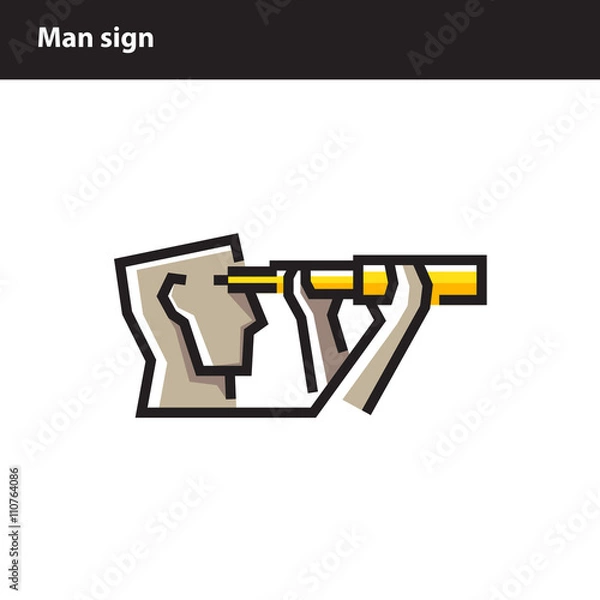 Obraz man looks through a telescope