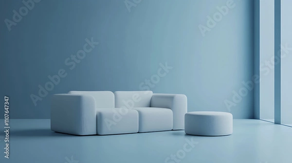 Obraz Modern Minimalist Living Room Design with Sofa