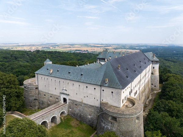 Obraz Aerial view of Cerveny Kamen, Red stone castle in the Carpathian mountains in Slovakia