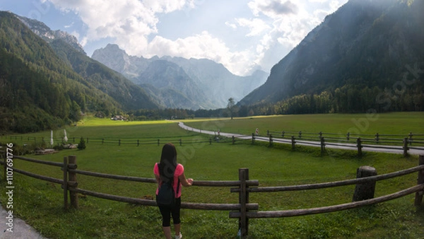 Obraz View on mountains by Logar Valley in the slovenian Alps