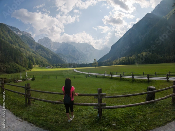 Obraz View on mountains by Logar Valley in the slovenian Alps