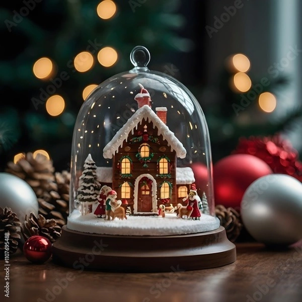 Fototapeta Christmas tree with snow. generated with AI
