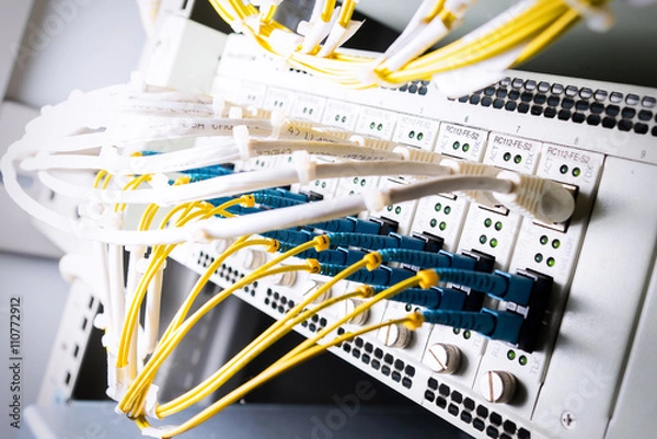 Obraz Fiber optic connecting on core network swtich