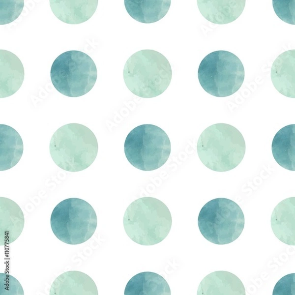 Obraz Watercolor texture. Seamless pattern. Watercolor circles in pastel colors on white background. Pastel colors and romantic delicate design. Polka Dot Pattern. Fresh and Mint Colors.