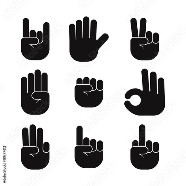 Fototapeta Hands collection - set of variety vector gestures icons.