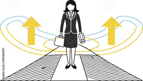 Obraz  business directions challenge, confusion or decide options concept, businesswoman thinking and make business decisions