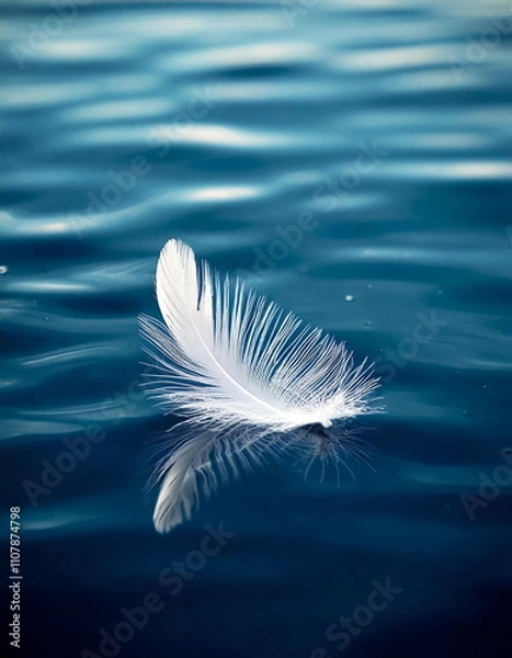 Obraz white feather on blue background