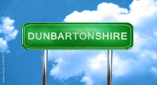 Obraz Dunbartonshire vintage green road sign with highlights
