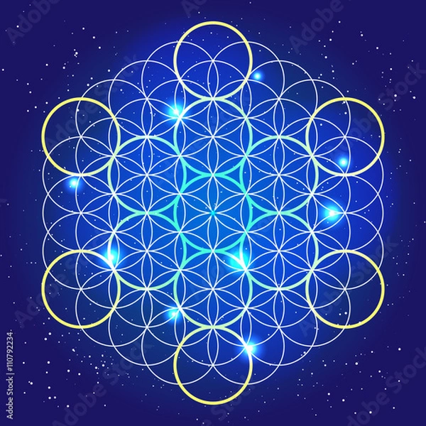 Fototapeta Sacral geometry. Cosmic rounds in the sky.