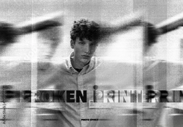 Fototapeta Broken Printer Old Scanner Photo Effect