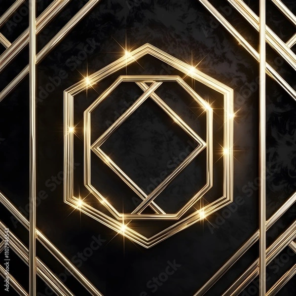 Fototapeta Elegant Geometric Shape Golden Glitter Background Image – Ideal for Modern and Creative Designs