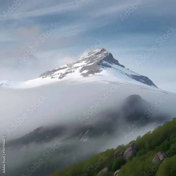 Fototapeta Stunning Mountain Fog Image – Perfect for Nature Blogs and Scenic Designs