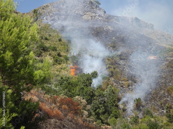 Obraz Fuoco vivo e macchina dei vigili del fuoco