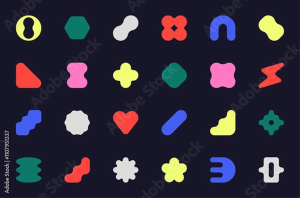 Fototapeta Collection of vector, modern, abstract and geometric shapes and symbols.
