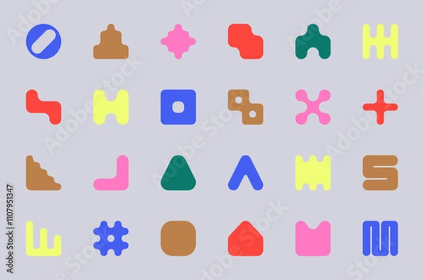 Fototapeta Collection of vector, modern, abstract and geometric shapes and symbols.