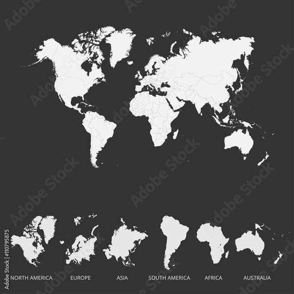 Obraz World map colorful. Vector illustration.