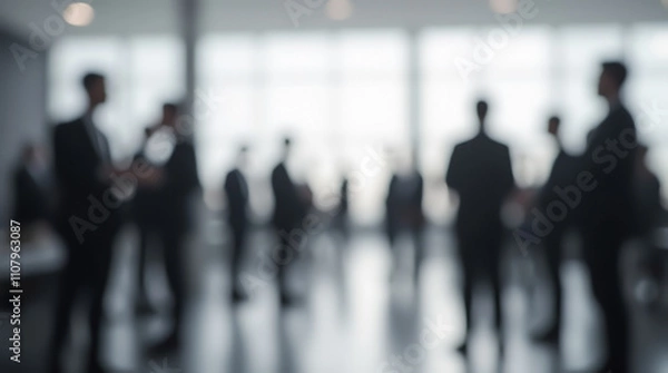 Fototapeta Blurred images of businesspeople creating an atmosphere of activity and collaboration