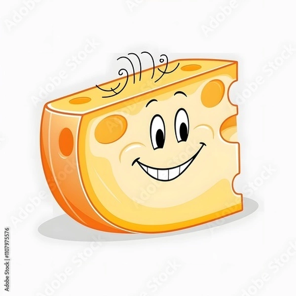 Fototapeta Happy Cheese Cartoon Image – Perfect for Fun and Playful Designs