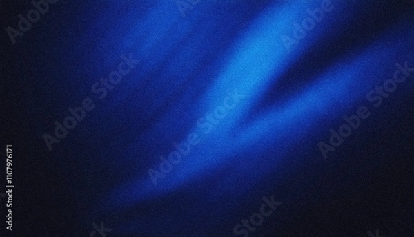 Fototapeta Vibrant blue grainy noise gradient luxury abstract background, motion liquid flow wave pattern, grain effect. elegant dark wallpaper