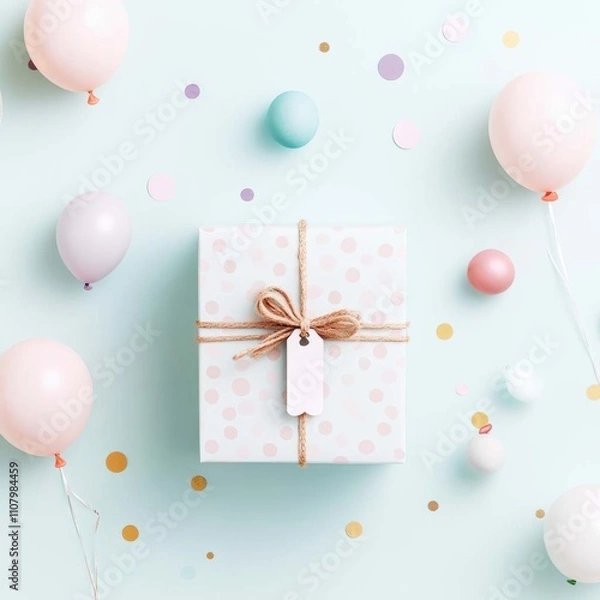 Obraz Minimalist festive gift box with personalized wrapping for home celebrations