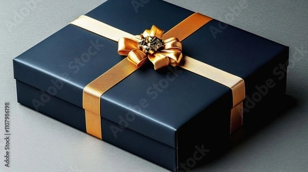 Obraz Elegant matte black festive gift box packaging with minimalist design