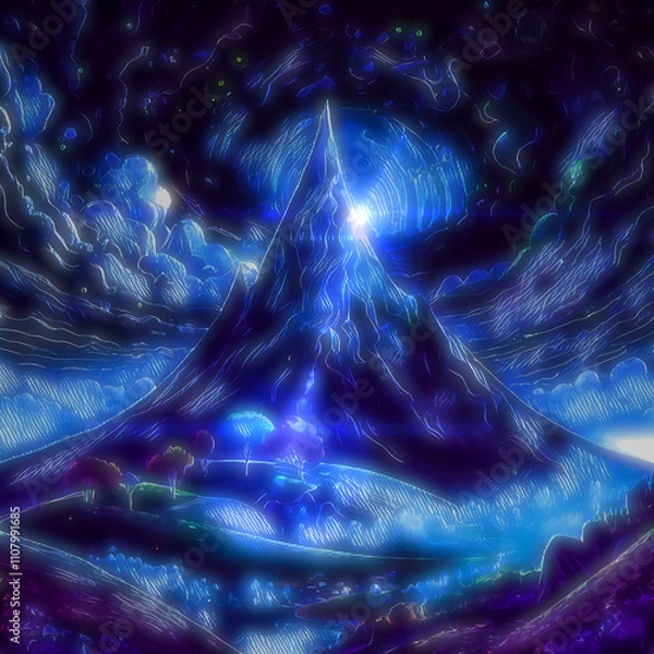Fototapeta abstract background of a tall mountain with clouds