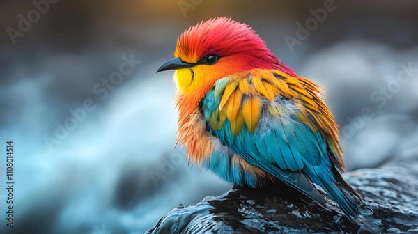 Fototapeta A Breathtaking Display of Colorful Birds by the River, Captured in Cinematic Perfection with Nikon Z9 Technology