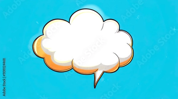 Obraz Engaging cartoon-style speech bubble inviting creativity and expression against a vibrant solid blue background