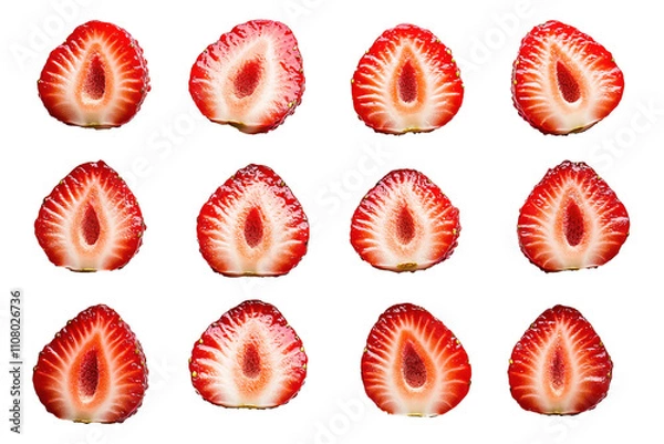 Fototapeta A close up of a strawberry with the stem removed isolated on transparent
