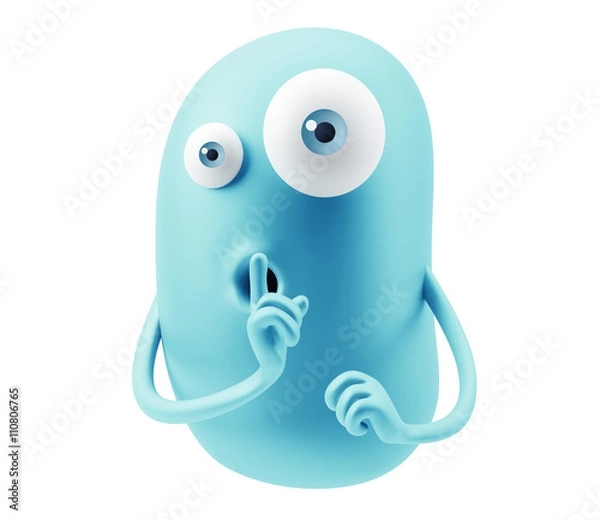 Fototapeta Keep Quiet Emoticon Face. 3d Rendering.