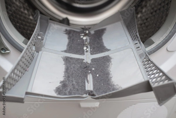 Obraz Dust and dirt trapped by the clothes dryer filter.