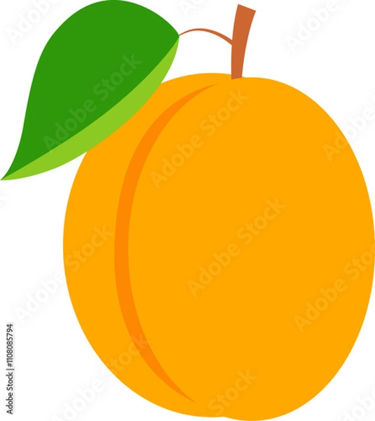 Fototapeta Apricot in cartoon style. Vector illustration with transparent background.
