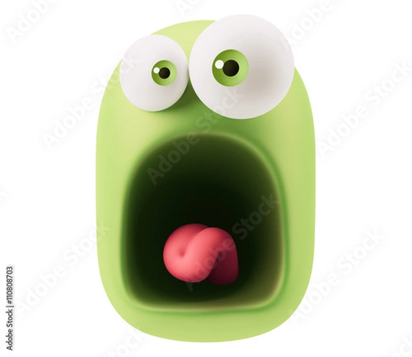 Fototapeta Scream Emoticon Character Face Expression. 3d Rendering.