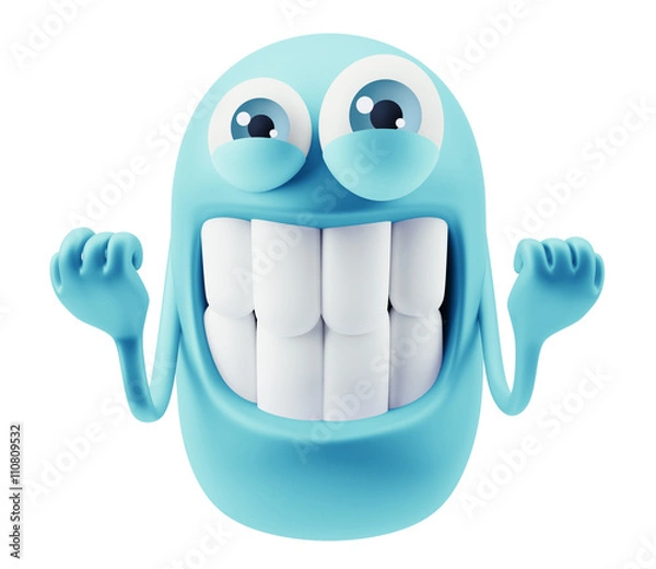 Fototapeta Happy Smiley Emoticon Face. 3d Rendering.
