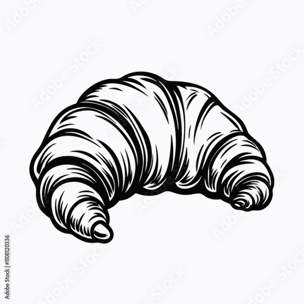 Fototapeta Croissant Drawing. Bakery and French Cuisine Branding Concept
Hand-sketched monochrome croissant in vintage engraving style. Perfect for bakery signage, café menus, or French culinary logos.